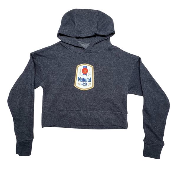Vintage Y2K Natty Light Crop Hoodie M/L Retro Beer Logo Pullover Natural Light - Picture 1 of 7